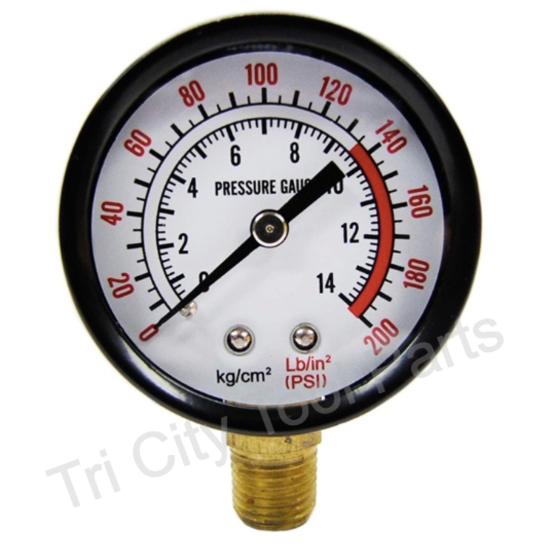 GA0250200GC Rolair Air Compressor Gauge 2  200psi  1/4 NPT Lower Mount