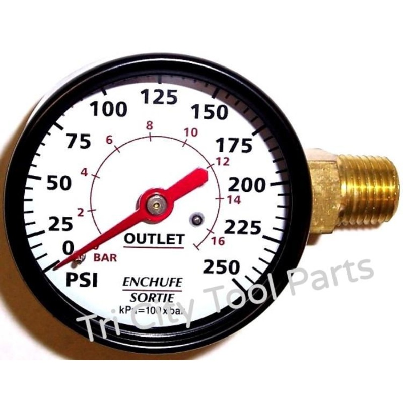 GA016705AV Campbell Hausfeld Air Compressor Gauge 2 250psi 1/4 NPT