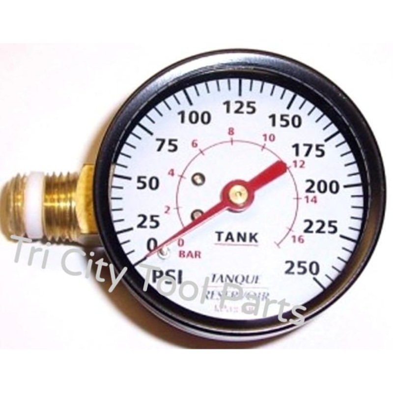 GA016709AV Campbell Hausfeld Air Compressor Gauge 2 250psi 1/4 NPT