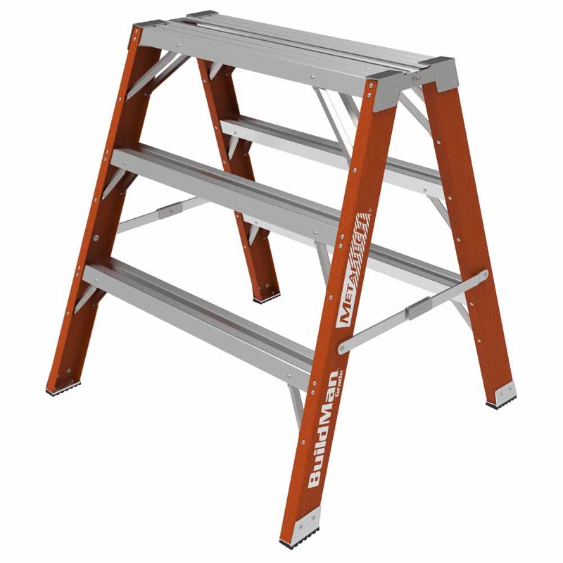 Metal Tech E-WSFB36T1A 3′ Buildman Fiberglass Step Up Work Bench/Sawhorse Stand