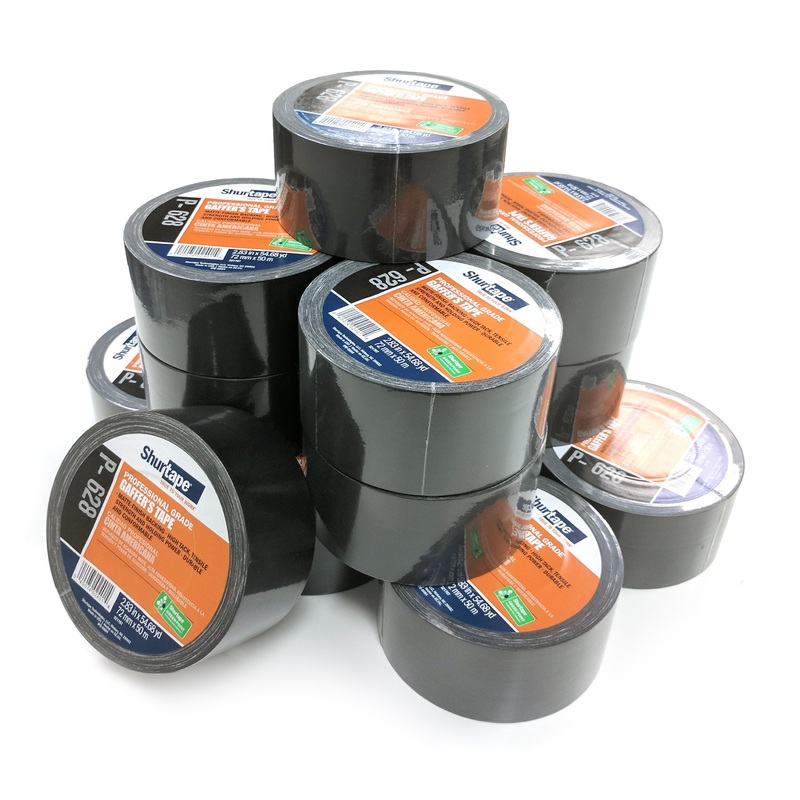 Shurtape 181204 P-628 Professional Coated 3 Gaffer’s Tape, Black, 50 yards, Case of 16
