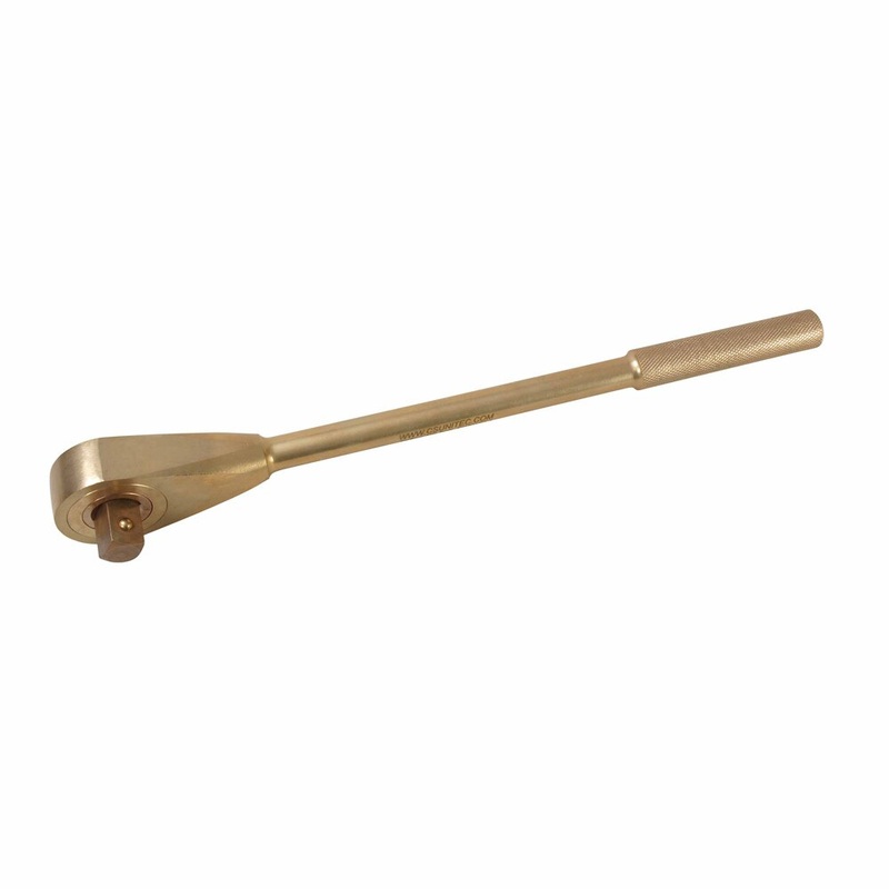 Carltsoe Safety CS Unitec Ex1501S-AA-A Aluminum Bronze Non-Sparking, Low-Magnetism, Corrosion Resistant Ratchet Wrench 1/4 Drive 6 (105 mm) Handle Length