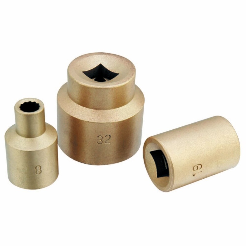 Carltsoe Safety CS Unitec Ex1503AA-13B Copper Beryllium Non-Sparking, Non-Magnetic, Corrosion Resistant Regular Socket 13 mmx 1/4 Drive x 25 mm Depth