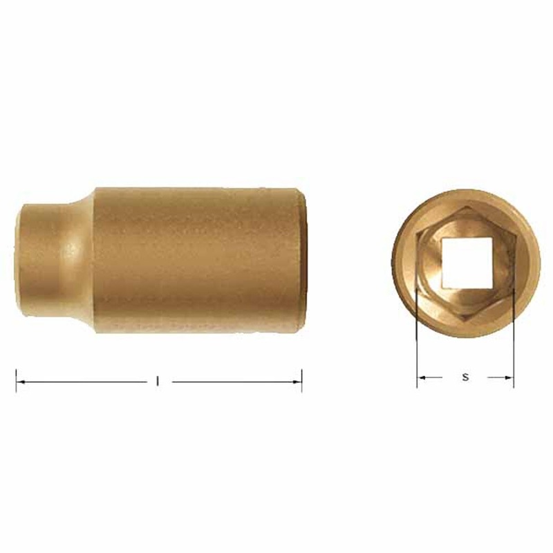 Carltsoe Safety CS Unitec Ex1640-045UB Copper Beryllium Non-Sparking, Non-Magnetic, Corrosion Resistant Deep Socket 1-1/4 x 3/4 Drive x 3,54 Depth