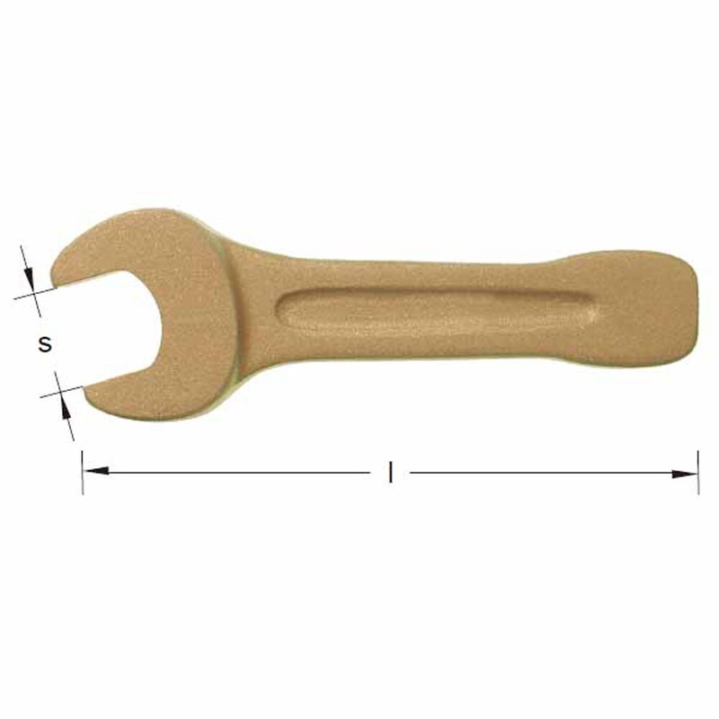 Carltsoe Safety CS Unitec Ex200-160UA Aluminum Bronze Non-Sparking, Low-Magnetism, Corrosion Resistant Striking Wrench, Open End 2-3/4