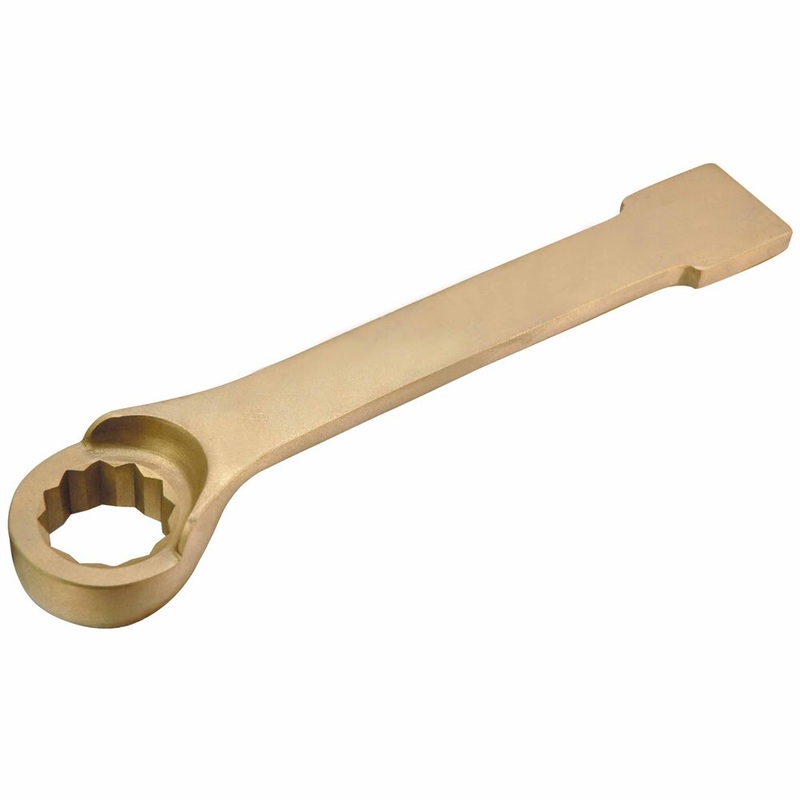 Carltsoe Safety CS Unitec Ex201F-045UA Aluminum Bronze Non-Sparking, Low-Magnetism, Corrosion Resistant Striking Box Wrench, 12-Point, Offset 2-3/8