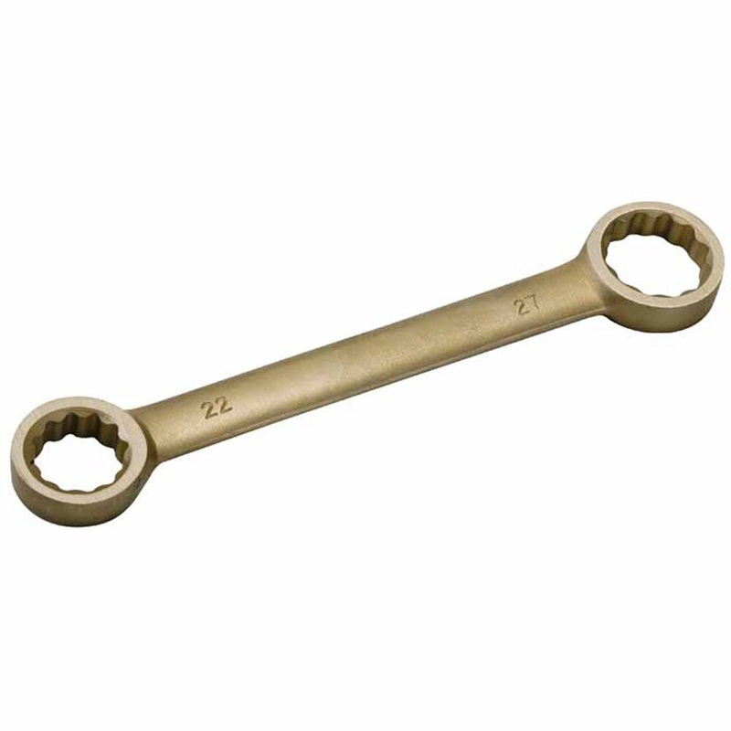 Carltsoe Safety CS Unitec Ex202-020UB Copper Beryllium Non-Sparking, Non-Magnetic, Corrosion Resistant 12 Point Straight Type Double Box End Wrench 3/8 x 7/16
