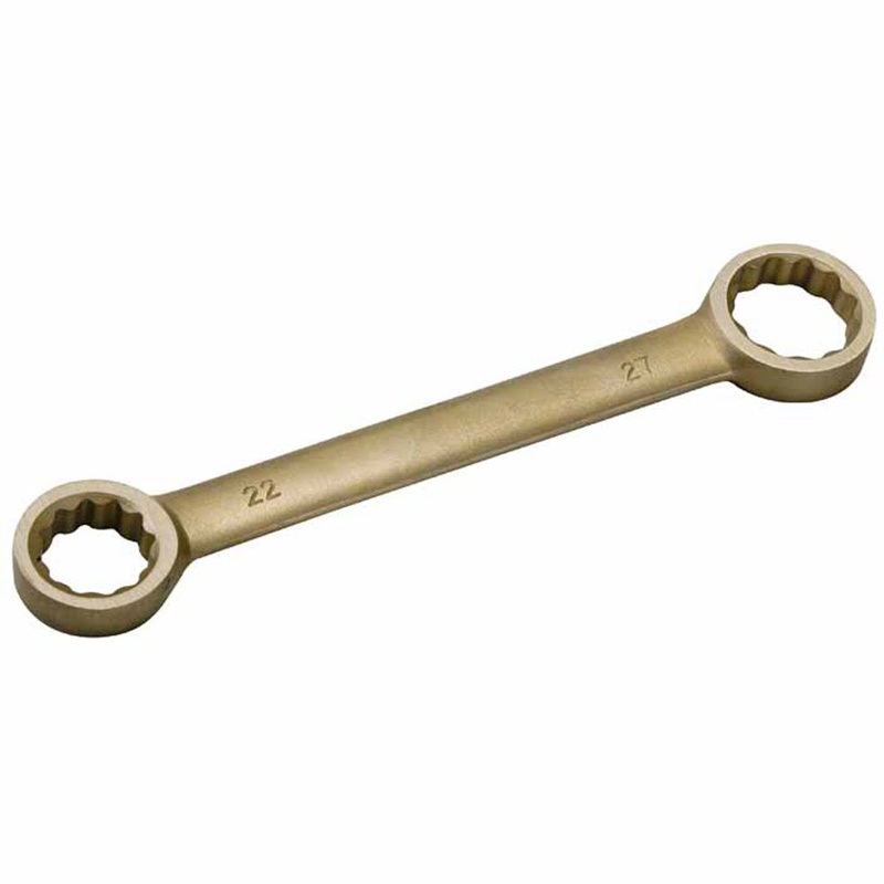 Carltsoe Safety CS Unitec Ex202-25-28B Copper Beryllium Non-Sparking, Non-Magnetic, Corrosion Resistant 12 Point Straight Type Double Box End Wrench 25mm x 28mm