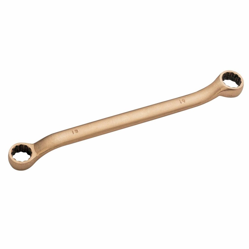 Carltsoe Safety CS Unitec Ex202F-11-14B Copper Beryllium Non-Sparking, Non-Magnetic, Corrosion Resistant 12 Point Offset Double Box End Wrench 11 mm x 14 mm
