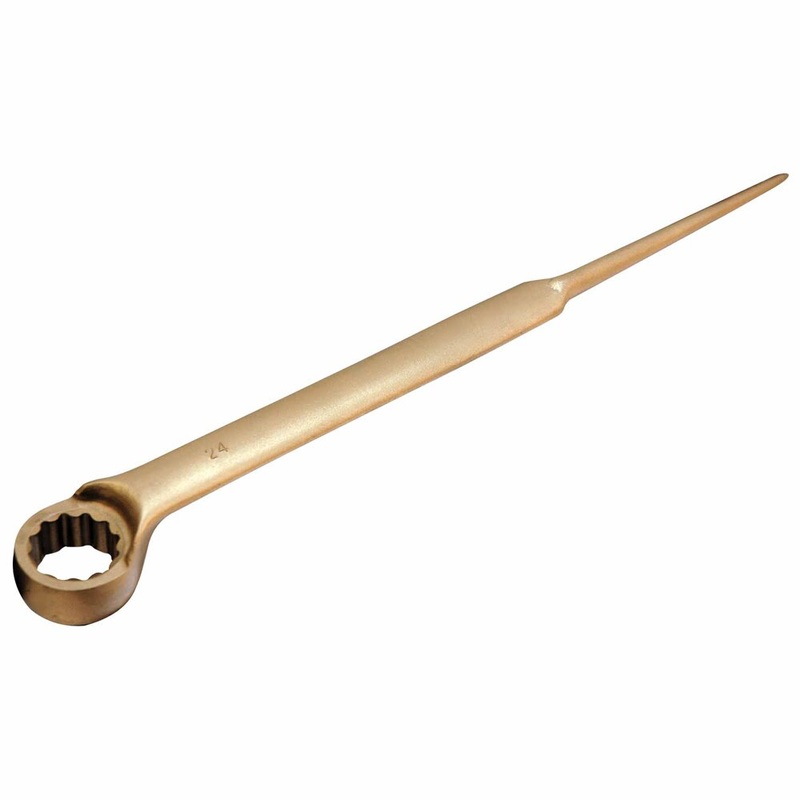 Carltsoe Safety CS Unitec Ex204S-020UA Aluminum Bronze Non-Sparking, Low-Magnetism, Corrision Resistant Ring End Construction Wrench with Pin 1-3/16