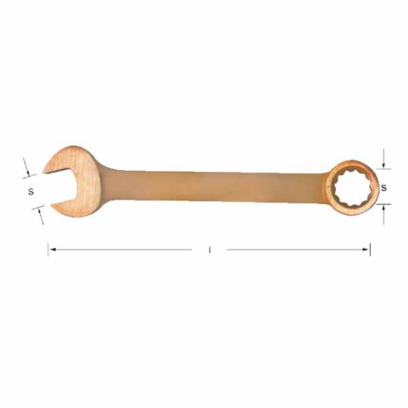 Carltsoe Safety CS Unitec Ex206L-30A Aluminum Bronze Non-Sparking, Low-Magnetism, Corrosion Resistant Combination Wrench 30 mm