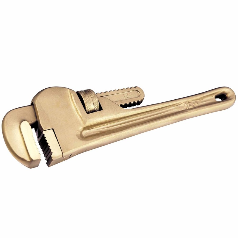 Carltsoe Safety CS Unitec Ex502-8A Aluminum Bronze Non-Sparking, Low-Magnetism, Corrosion Resistant American Type Pipe Wrench 8 (200 mm)