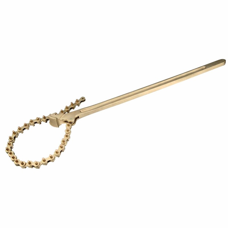 Carltsoe Safety CS Unitec Ex600-4A Aluminum Bronze Non-Sparking, Low-Magnetism, Corrosion Resistant Chain Pipe Wrench 4 MAX