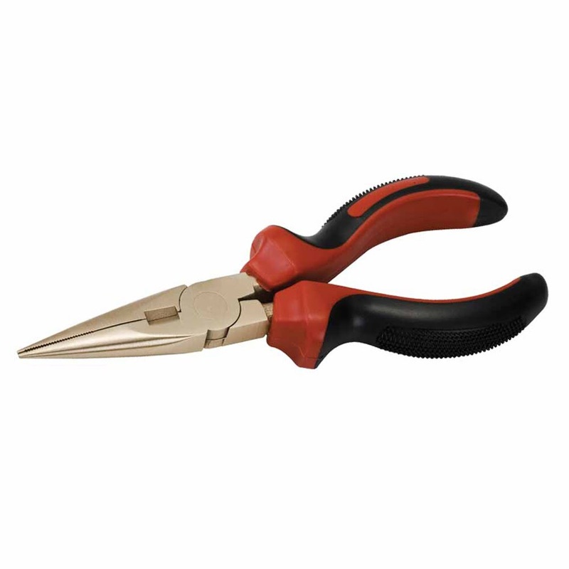 Carltsoe Safety CS Unitec Ex611-6B Copper Beryllium Non-Sparking, Non-Magnetic, Corrosion Resistant 6 Long Nose Pliers/ Needle Nose Pliers with Side Cutter
