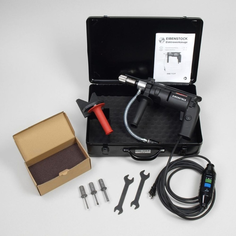 Eibenstock CS Unitec END 712 PC Wet Hand Held Core Drill for Concrete Starter Kit |w/ case, centering aid, 1/4, 5/16, & 3/8 bits & sharpening block | 120V