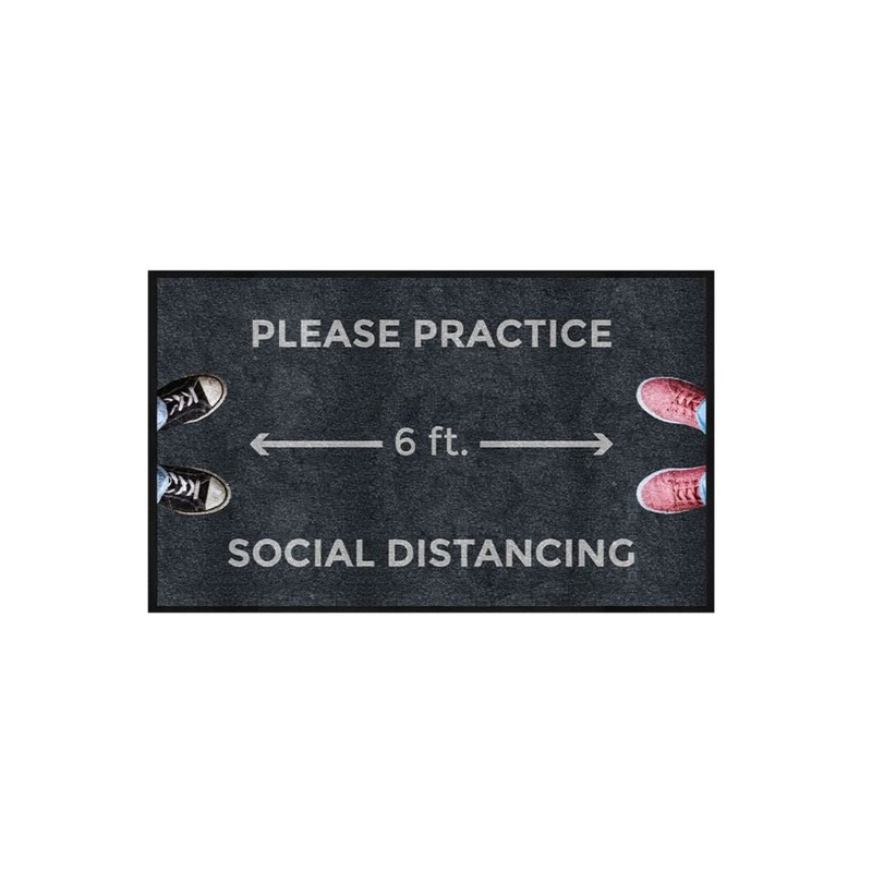 M+A Matting 3024242-825135140 Message Mat – Please Practice Social Distancing 3’x5′