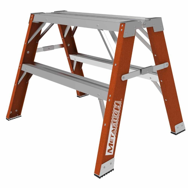 Metal Tech E-WSFB24T1A 2′ Buildman Fiberglass Step Up Work Bench/Sawhorse Stand