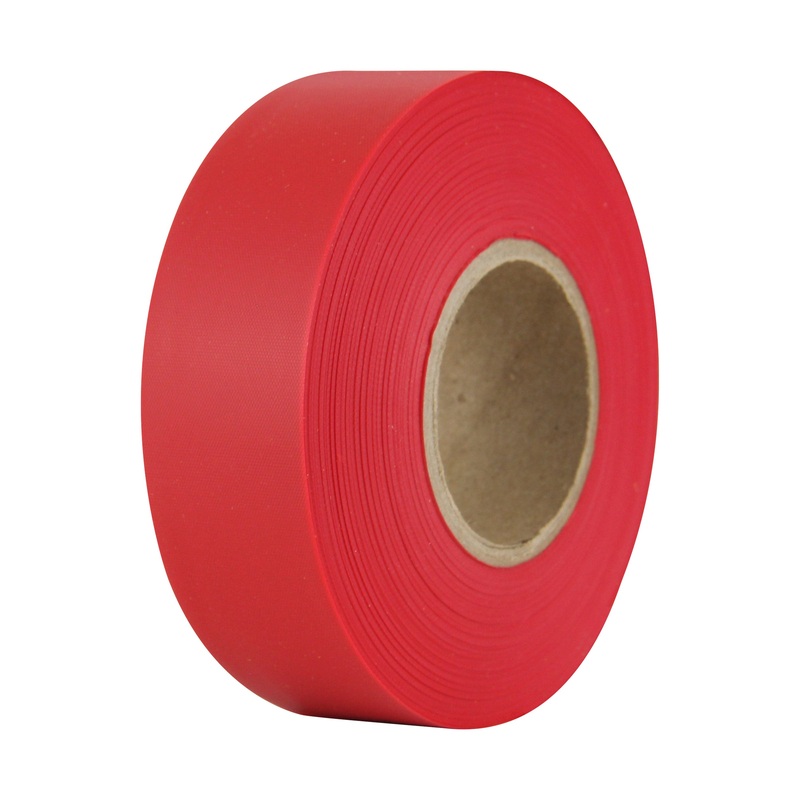 Intertape 6886 FLAG RIBBON 2.5 mil Taffeta Finished PVC with No Adhesive – 6886 Red 1-3/16 X 100YDPL-PL144