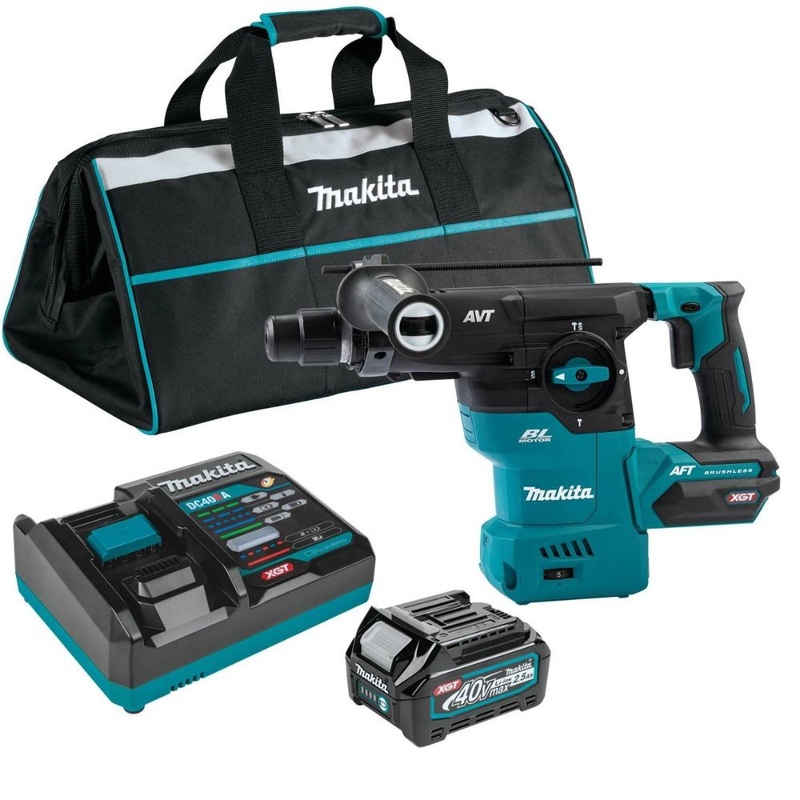 Makita GRH08M1 40V max XGT Brushless Cordless 1-3/16 AVT Rotary Hammer Kit, accepts SDS-PLUS bits, AFT, AWS Capable, bag, with one battery (4.0Ah)