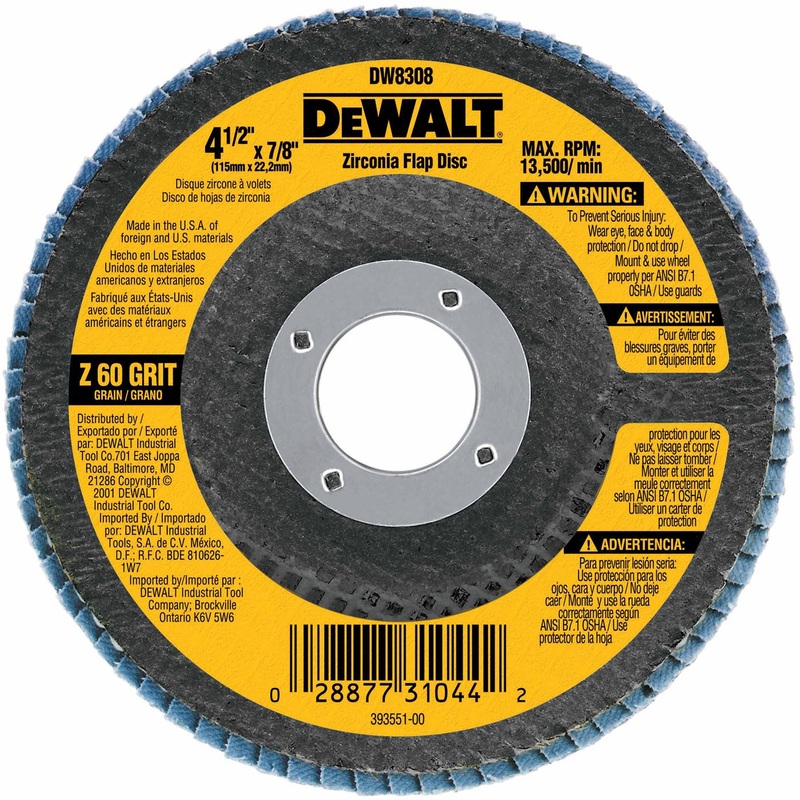 DeWalt DW8308 4-1/2 x 7/8 60 Grit Zirconia Flap Disc