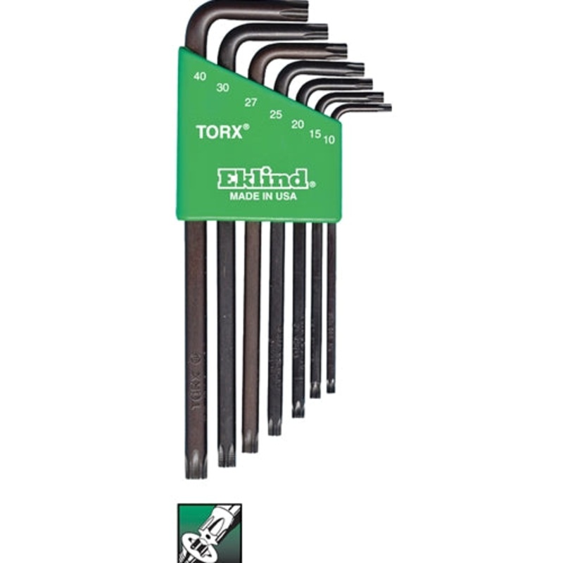 Eklind 10707 Eklind 7 pc Long Series Security Torx L-Key Set with Holder, T10 – T40