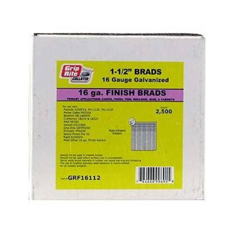 Grip-Rite GRF16112 1-1/2 16 Ga. Finish Nails