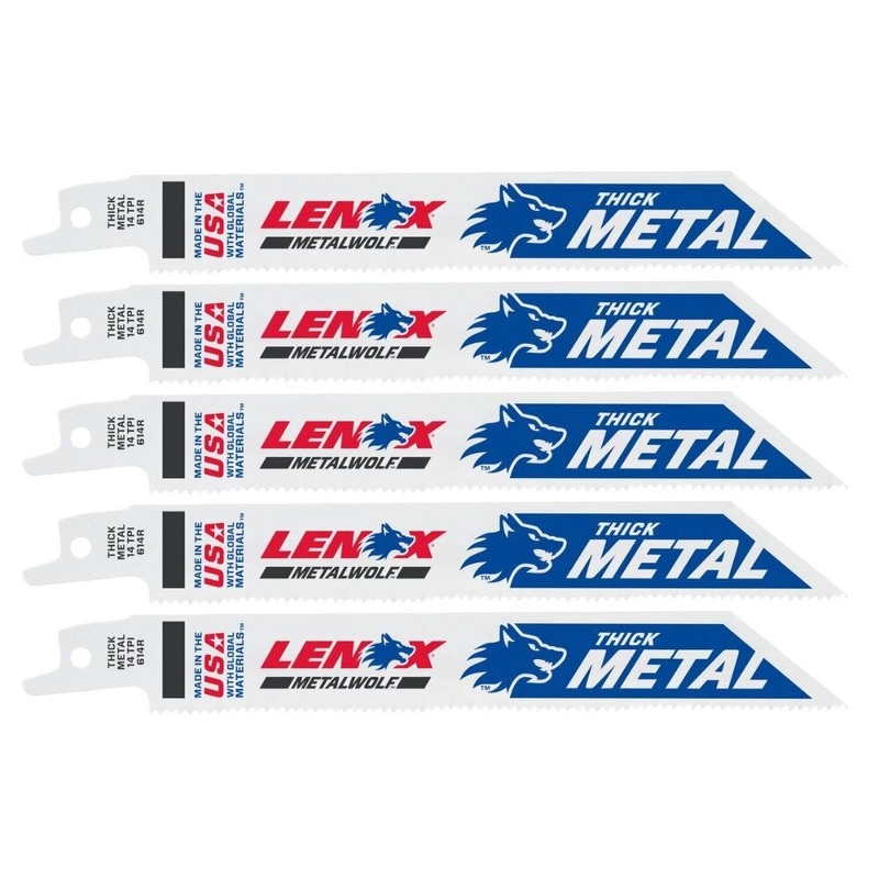 Lenox 20564614R 6 in. 14 TPI METALWOLF .035-in Thick WAVE EDGE Bi-Metal Reciprocating Saw Blade (5 Pack)
