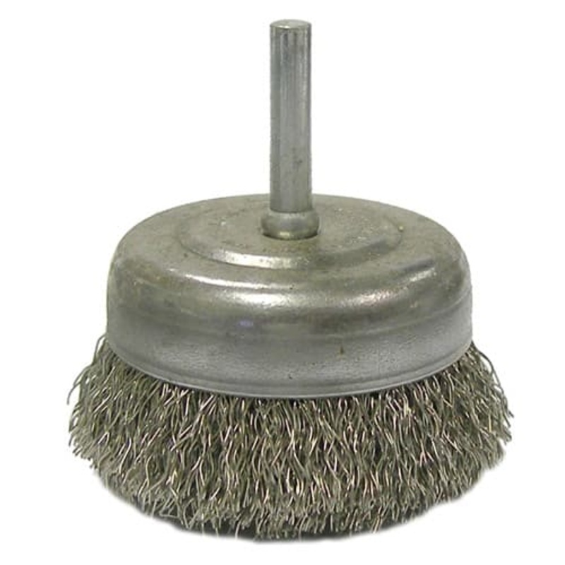 Weiler 14320 2-1/2 Crimped Wire Cup Brush, .008 SS, 1/4 Stem, Packs of 10