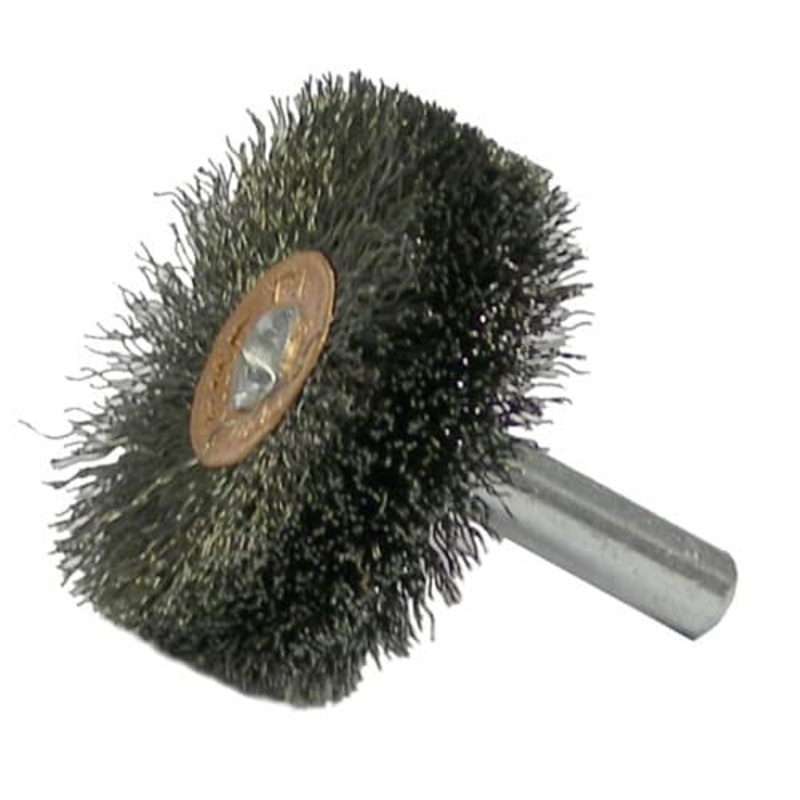 Weiler 17600 1-1/4 Stem-Mounted Wire Wheel, .006, 1/4 Stem, Packs of 10