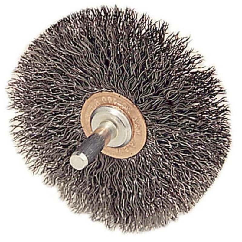Weiler 17616 3 Stem-Mounted Wire Wheel, .0118, 1/4 Stem