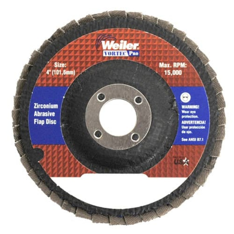 Weiler 31339 4 Vortec Pro Abrasive Flap Disc, Angled, Phenolic Backing, 60Z, 5/8 A.H.