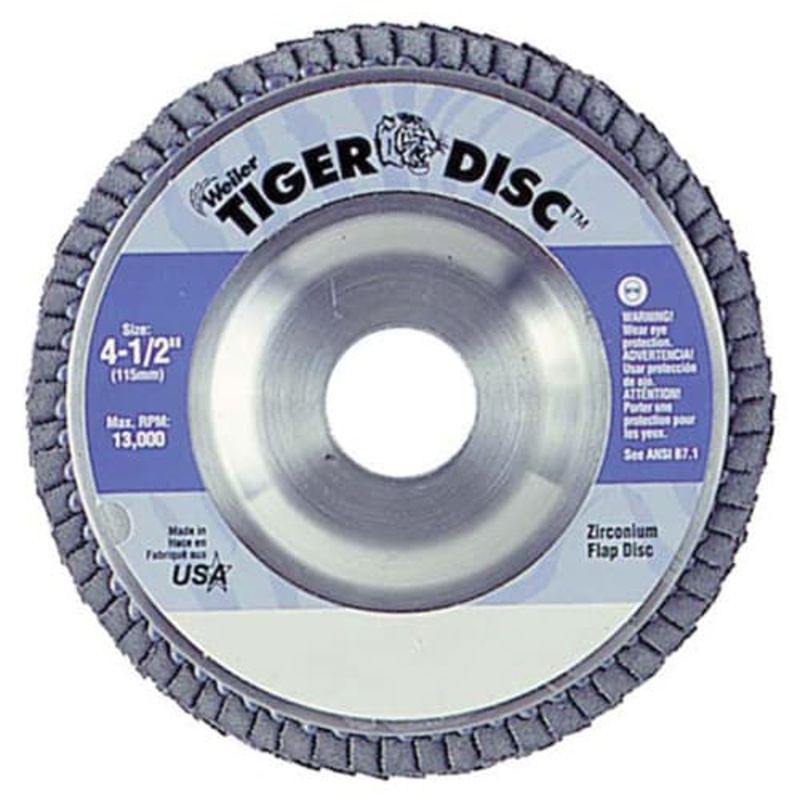 Weiler 50513 4-1/2 Tiger Disc Abrasive Flap Disc, Angled, Alum. Backing, 40Z, 7/8 A.H.