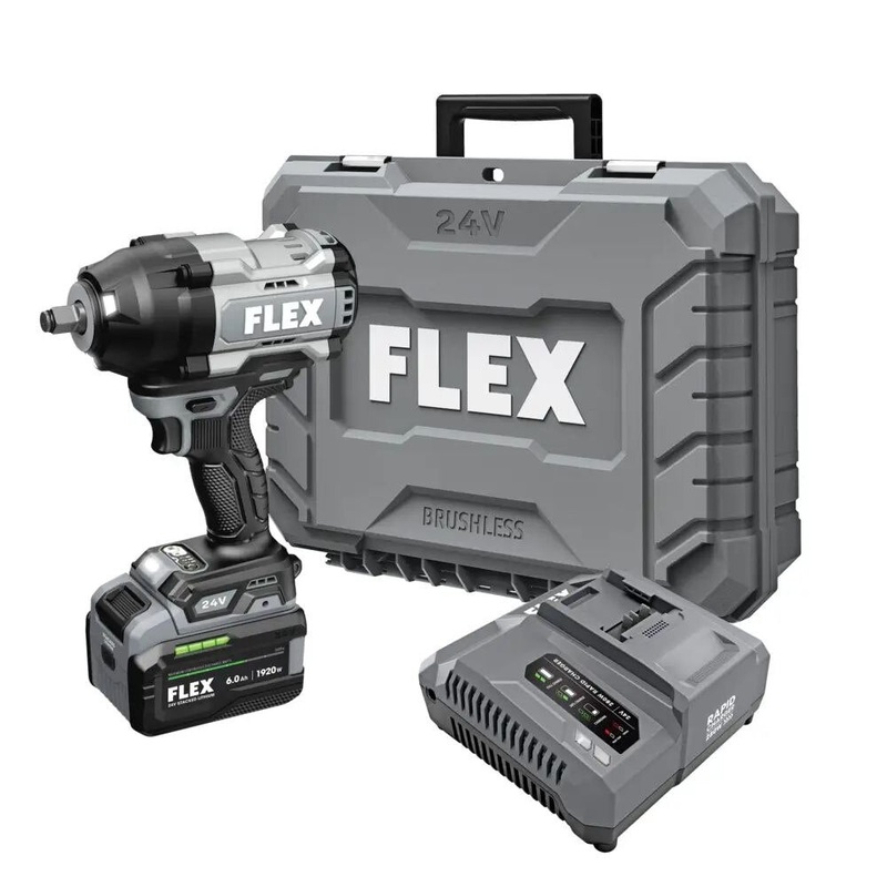 Flex FX1472-1H 1/2 High Torque Impact Wrench Stacked-Lithium Kit (1 x 6.0Ah Stacked Battery + 280W charger)