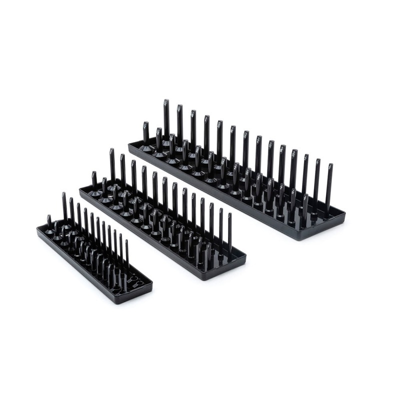 GearWrench 83118 3-Piece 1/4, 3/8 & 1/2 Drive Black SAE Socket Storage Tray Set