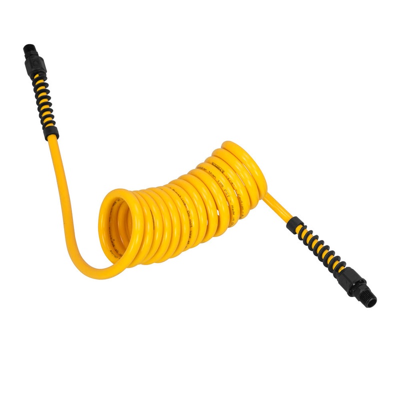 DXCM012-0228 1/4 x 10′ Polyurethane Recoil She with 1/4 Fittings and Bend Restrictors