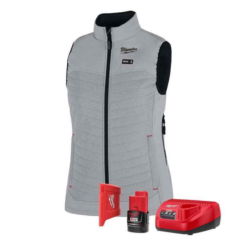 Milwaukee F300G-21 M12 Women’s Gray Axis Vest with (1) 2.0 Ah Battery and Charger