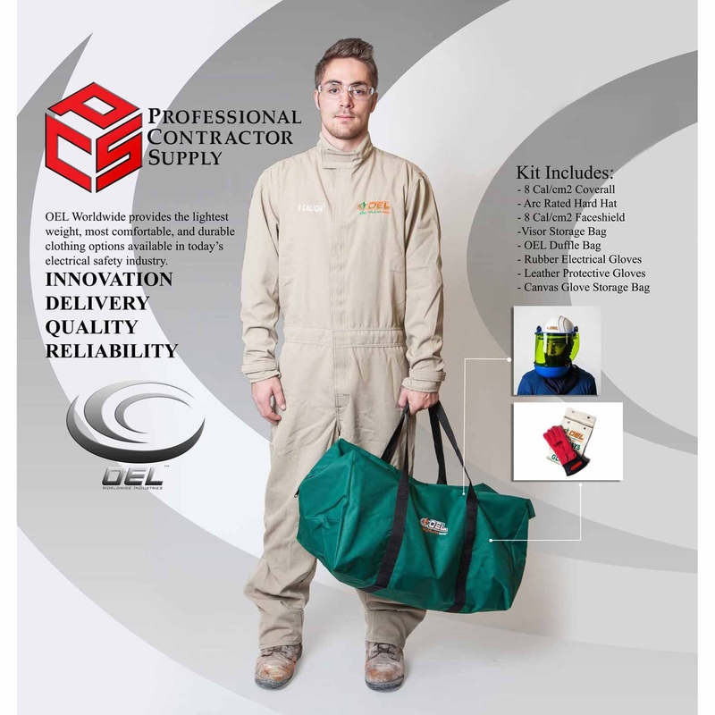 OEL AFW8-PFC-5XL-00-11-R- 5XL 8 CAL Coverall Kit w/ Head Gear And Red Glove Kit