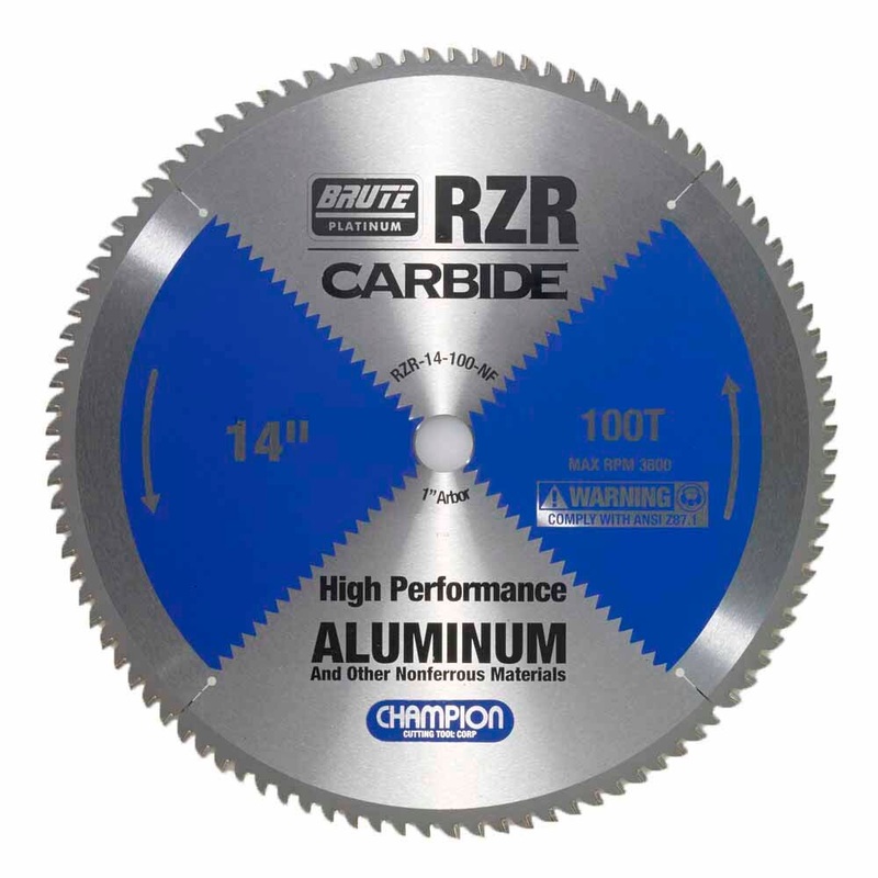 Champion Cutting Tool RZR-14-100-NF Metal Circular Saw Blade – 14 Dia, 100 Teeth – Aluminum Cutting