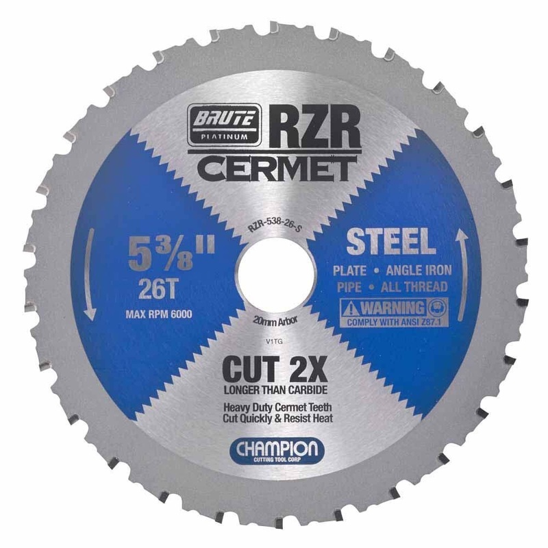 Champion Cutting Tool RZR-538-26-S Metal Circular Saw Blade – 5-3/8 Dia, 26 Teeth – Steel Cutting