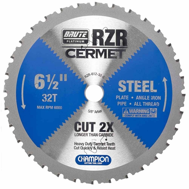 Champion Cutting Tool RZR-612-32-S Metal Circular Saw Blade – 6-1/2 Dia, 32 Teeth – Steel Cutting