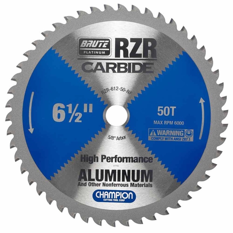 Champion Cutting Tool RZR-612-50-NF Metal Circular Saw Blade – 6-1/2 Dia, 50 Teeth – Aluminum Cutting