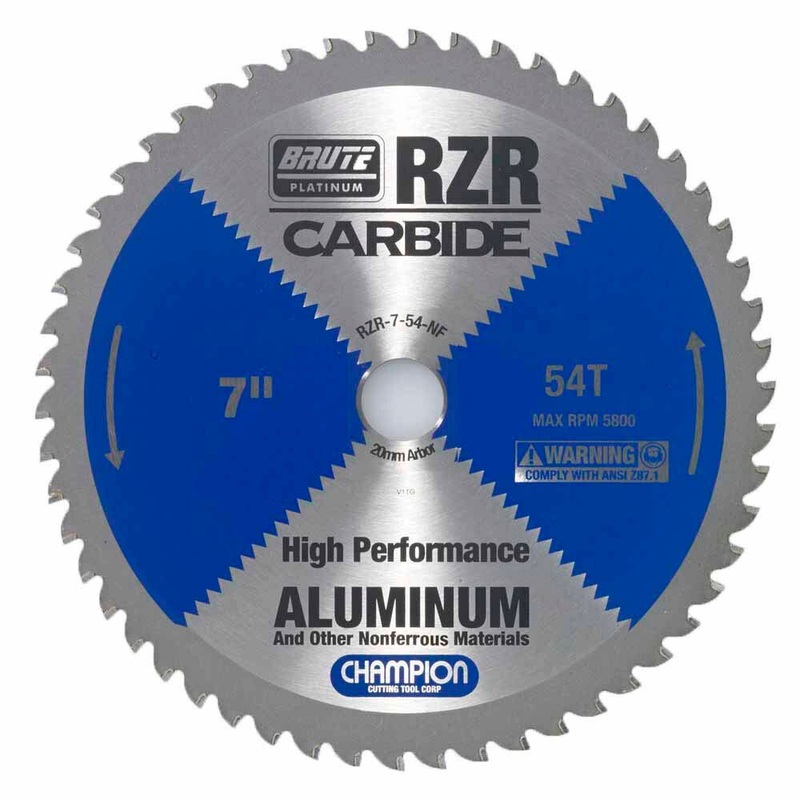 Champion Cutting Tool RZR-7-54-NF Metal Circular Saw Blade – 7 Dia, 54 Teeth – Aluminum Cutting