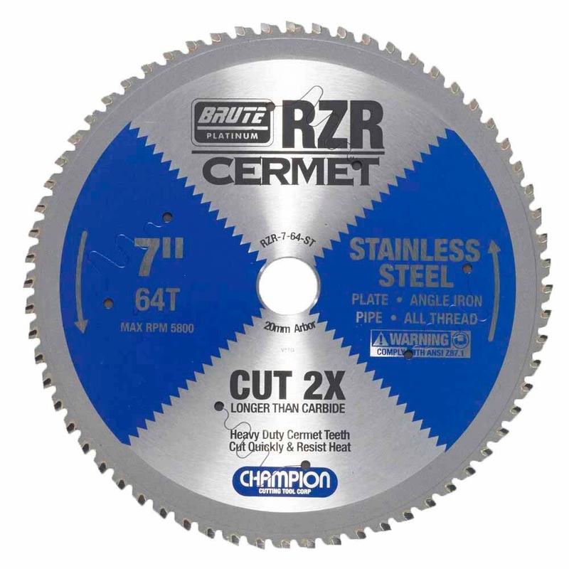 Champion Cutting Tool RZR-7-64-ST Metal Circular Saw Blade – 7 Dia, 64 Teeth – Stainless Steel Cutting