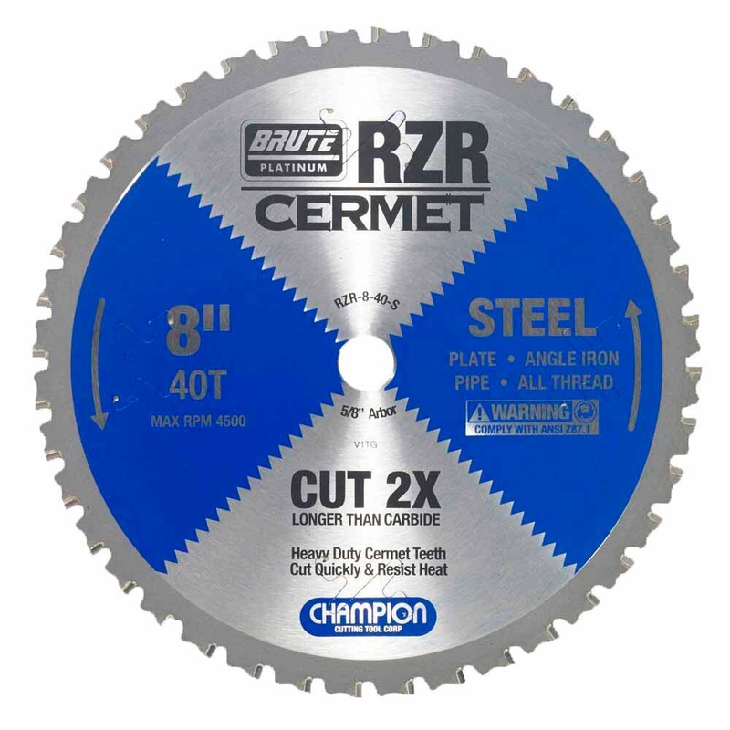 Champion Cutting Tool RZR-8-40-S Metal Circular Saw Blade – 8 Dia, 40 Teeth – Steel Cutting