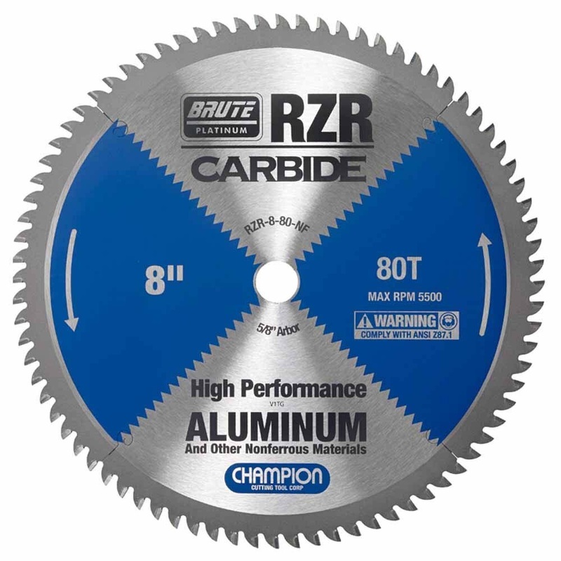 Champion Cutting Tool RZR-8-80-NF Metal Circular Saw Blade – 8 Dia, 80 Teeth – Aluminum Cutting
