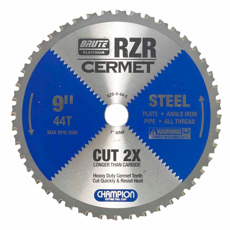Champion Cutting Tool RZR-9-44-S Metal Circular Saw Blade – 9 Dia, 44 Teeth – Steel Cutting