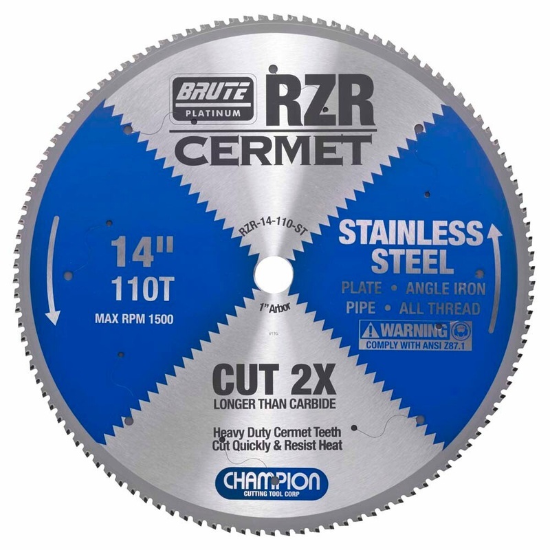 Champion RZR-14-110-ST Metal Circular Saw Blade – 14 Dia, 110 Teeth – Stainless Steel Cutting