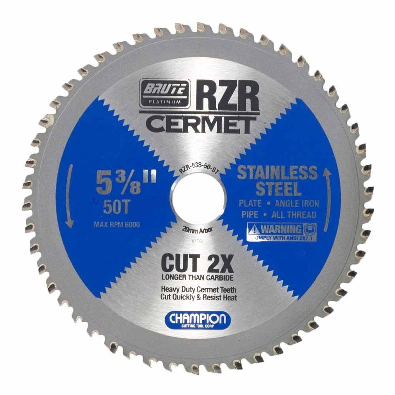 Champion RZR-538-50-ST Metal Circular Saw Blade – 5-3/8 Dia, 50 Teeth – Stainless Steel Cutting