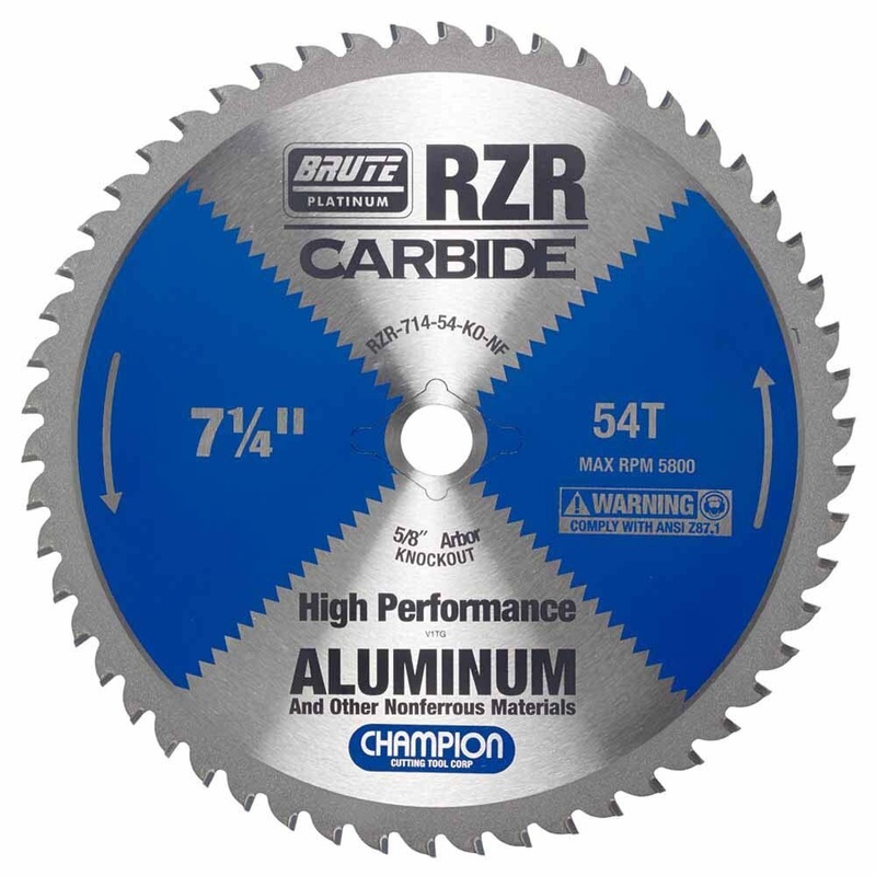 Champion RZR-714-54-KO-NF Metal Circular Saw Blade – 7-1/4 Dia, 54 Teeth, Diamond Knockout