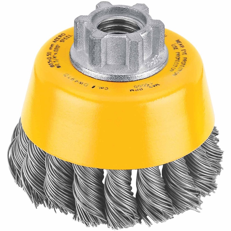 DeWalt DW4910 3 Knotted Cup Brush / Carbon Steel 5/8-11 Arbor .020